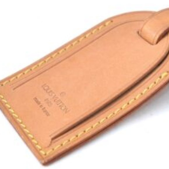 Vintage Louis Vuitton Luggage Tag Poignet Vachetta Leather Brass Gold Tan LV - Picture 4 of 14